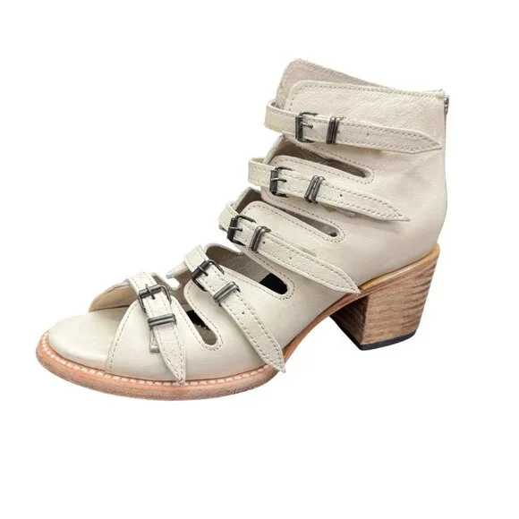 FREEBIRD Quinn Heeled Beige Leather Strap Sandals Women's Dust Bag & Box, Sz 8 - Picture 3 of 12